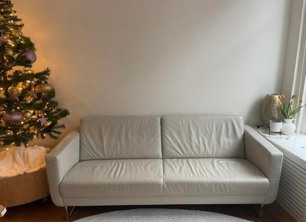 Montel Leer Beige/room/wit L210x D83xH68 cm, Ophalen, Zo goed als nieuw, 200 tot 250 cm, Leer