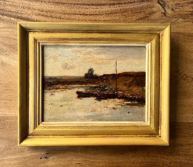 Aris Knikker; klein sfeervol olieverfschilderij op paneel