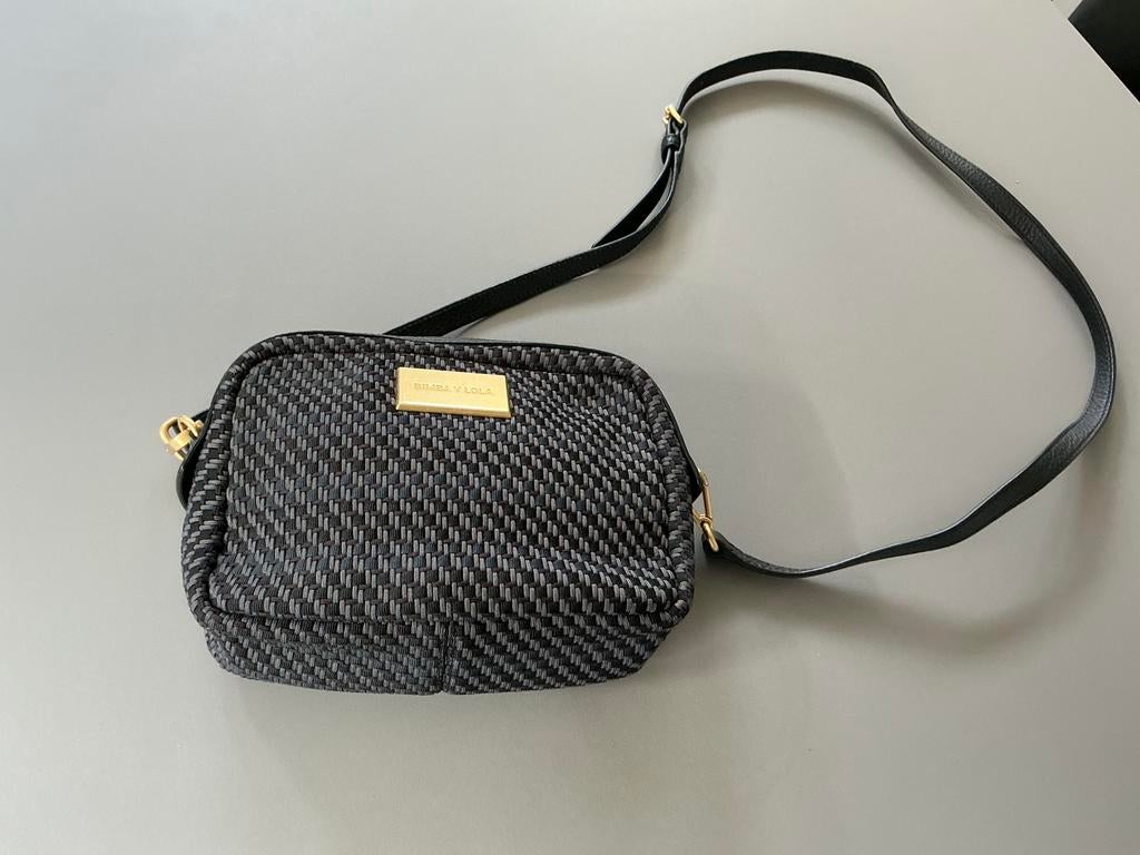 Bimba y Lola schoudertasje in gevlochten textiel met leer, Overige merken, Blauw, Ophalen of Verzenden, Zo goed als nieuw