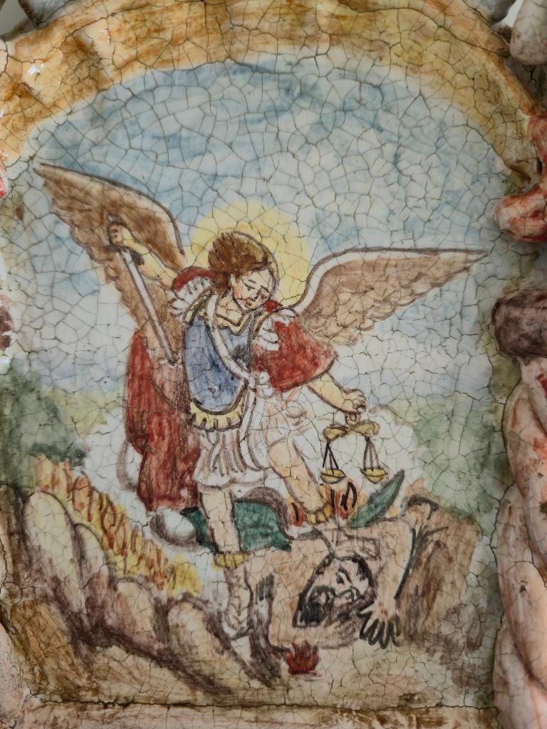 Antiek St. Michaël Heilig Water Font, Antiek en Kunst, Antiek | Religie, Ophalen of Verzenden