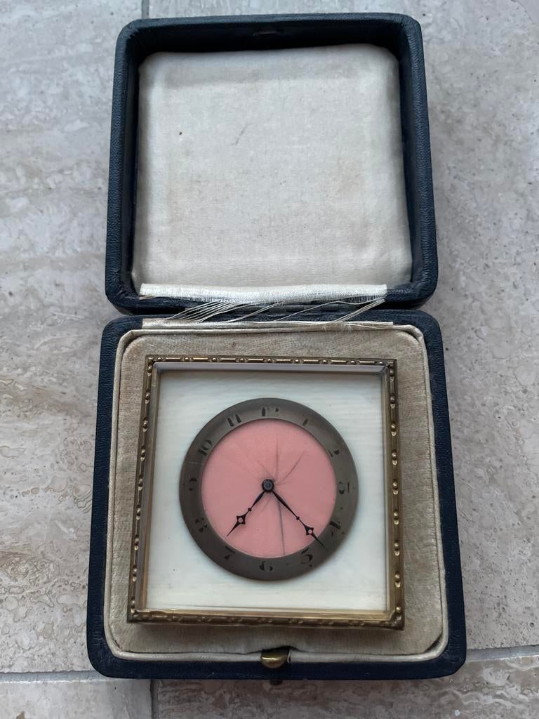 Antieke reisklok in etui - Uniek verzamelobject, Antiek en Kunst, Antiek | Klokken, Ophalen of Verzenden