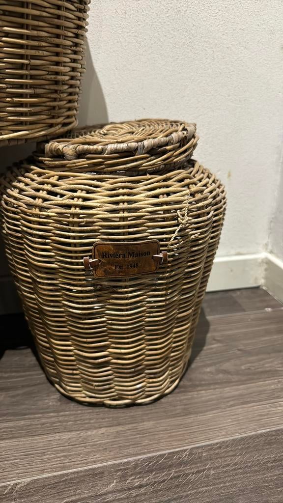 Riviera maison rattan gingerpot, Ophalen of Verzenden, Zo goed als nieuw, Rond, Riet