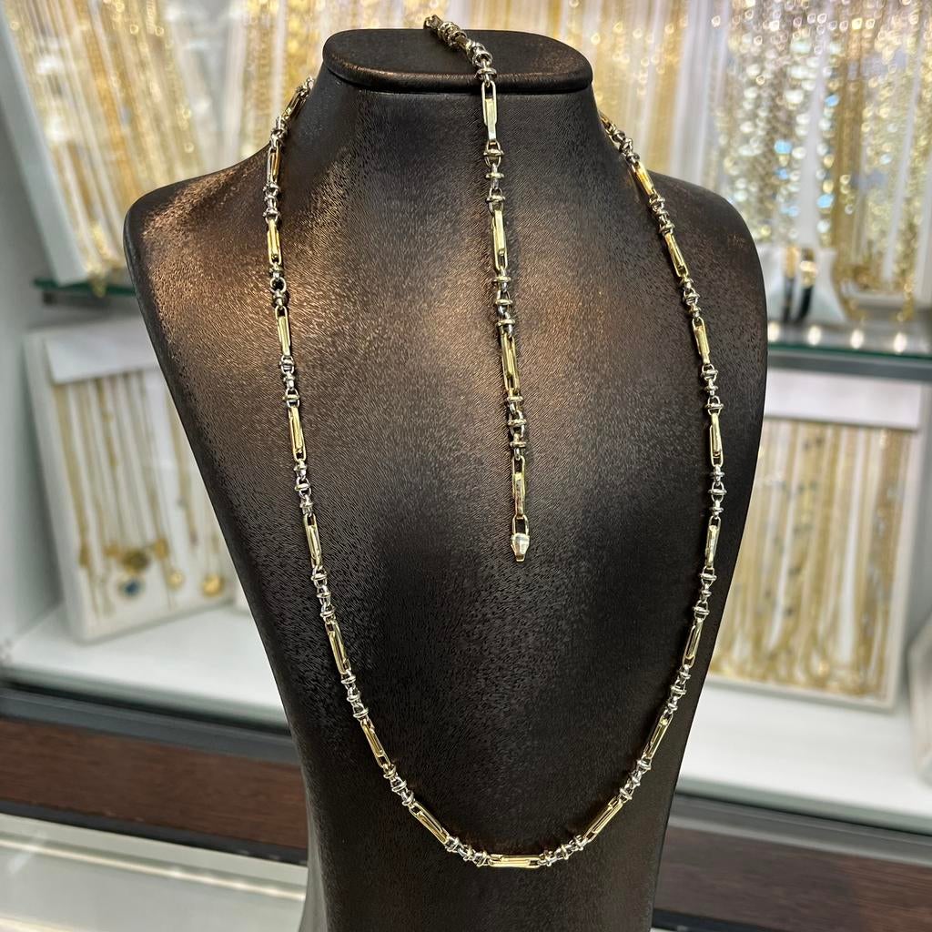 14k gouden ketting met armband set monte carlo, Ophalen of Verzenden, Zo goed als nieuw, Goud