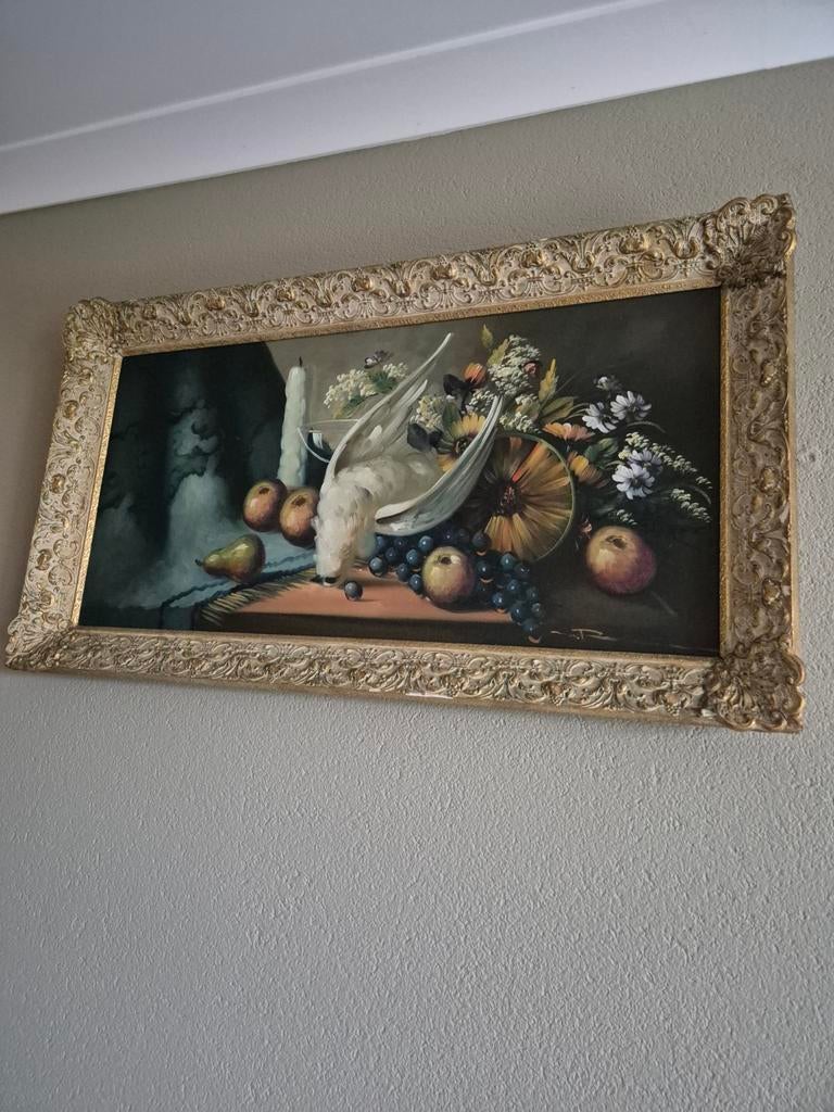 Set van 2 klassieke stilleven schilderijen met sierlijst, Antiek en Kunst, Ophalen