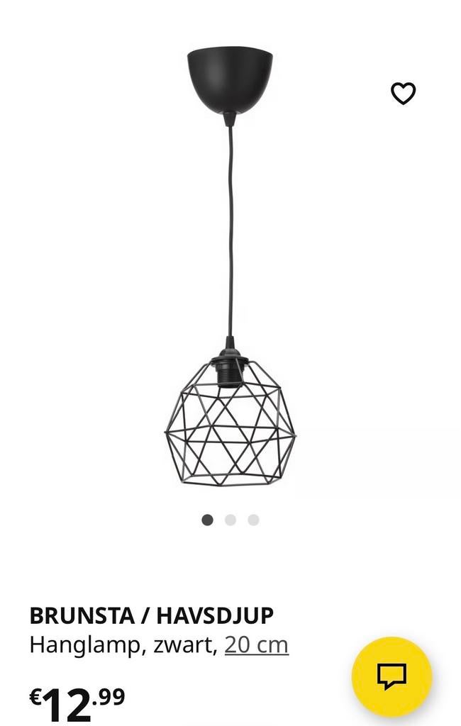 BRUNSTA / HAVSDJUP Hanglamp, zwart, 20 cm, Ophalen, Zo goed als nieuw, Metaal, Minder dan 50 cm