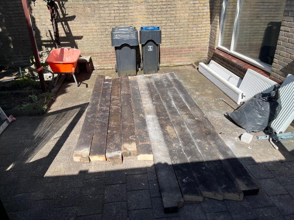 Behandelde Houten Balken 170x70mm 3600mm lang, Doe-het-zelf en Verbouw, Hout en Planken, Gebruikt, Balk, Vuren, Ophalen