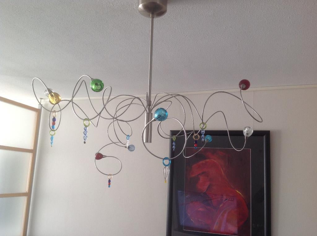 Harco Loor design lamp STRAWBERRY SWEET Murano bolletjes, Ophalen of Verzenden, Zo goed als nieuw, Glas, STRAWBERRY SWEET