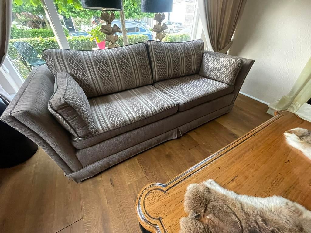 Luxe bank met losse kussens, omkeerbaar design + fauteuil/ho, Driepersoons, 75 tot 100 cm, Ophalen of Verzenden, Zo goed als nieuw