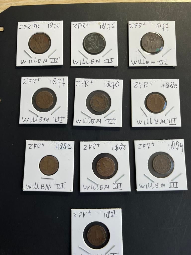 WILLEM 3 MOOIE COMPLETE SERIE 1875-1884, Verzenden, Koning Willem III, 1 cent, Setje