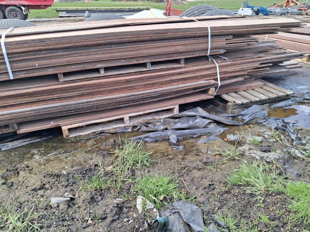 1e klas azobe schuttingplanken (150  10 ), lengtes ca. 4,5, Doe-het-zelf en Verbouw, Hout en Planken, Minder dan 25 mm, Ophalen of Verzenden