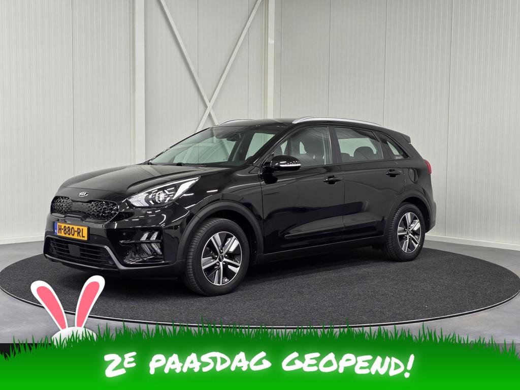 Kia Niro 1.6 GDi Hybrid DynamicLine Trekhaak Navigatie Carpl, Gebruikt, Met garantie (alle), Leder en Stof, Zwart
