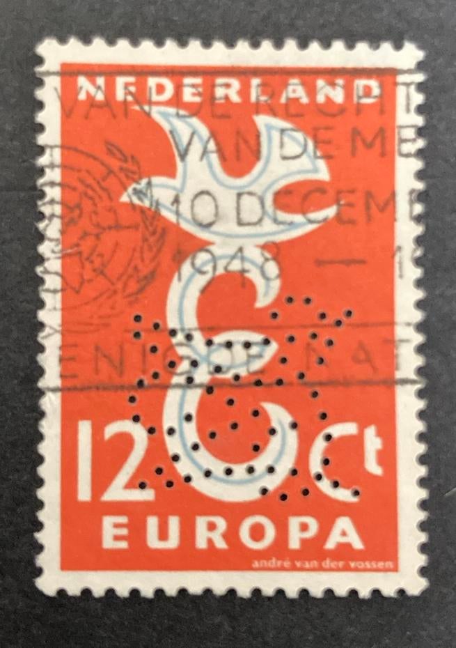 Perfin LM 2 in nvph 713 europazegel, Verzenden, Gestempeld