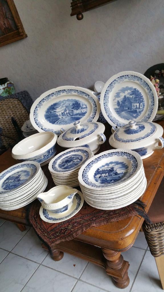 6 persoons eetservies societe ceramique boerenhoeve BLAUW, Ophalen