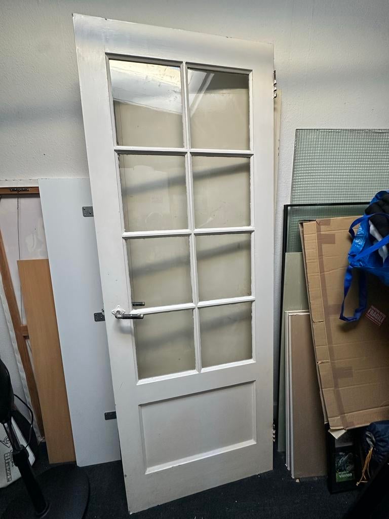 Orginele oude binnendeur met enkel glas, Doe-het-zelf en Verbouw, Ophalen, Gebruikt, 80 tot 100 cm, Binnendeur