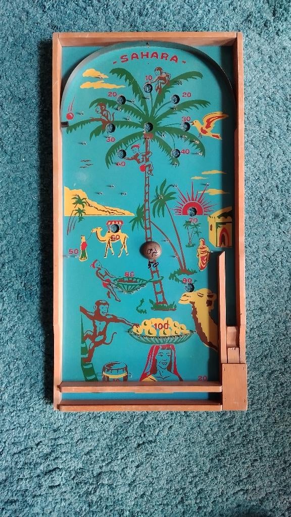 oud knikkerbord knikker kast flipper bord kast wanddecoratie, Ophalen