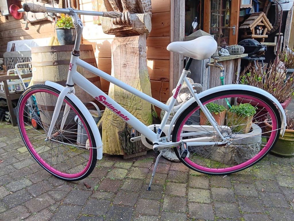 Swinckels meisjesfiets wit met roze velgen, Ophalen, Gebruikt, 16 inch