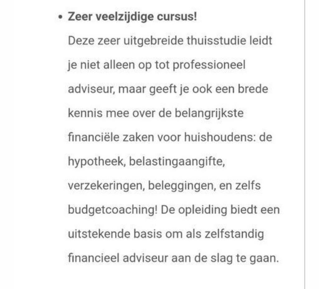 Cursus financieel adviseur 2025, Ophalen of Verzenden