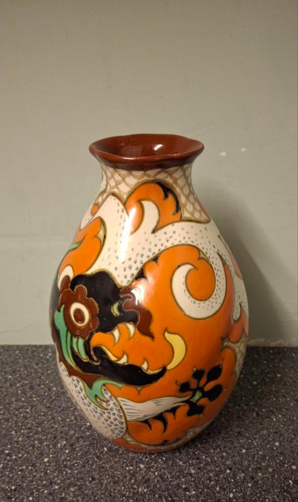 Plazuid gouda vaas Jan van schaik, Antiek en Kunst, Antiek | Vazen, Ophalen