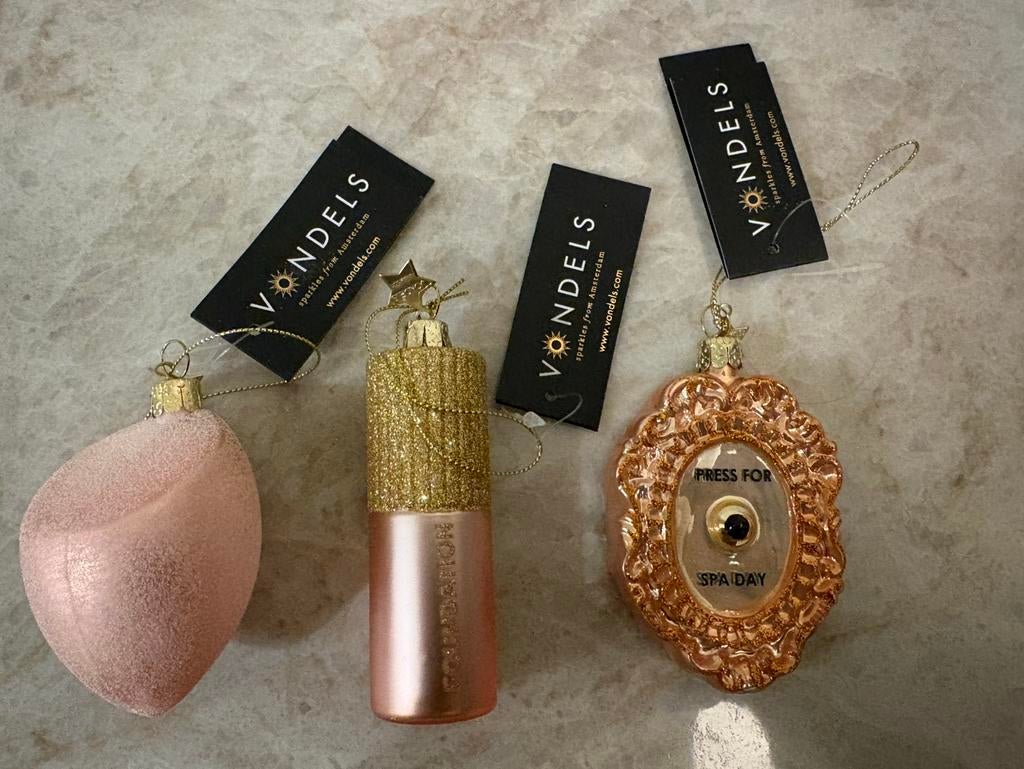Nieuw VONDELS 3x make-up kerstornament, Ophalen of Verzenden, Nieuw
