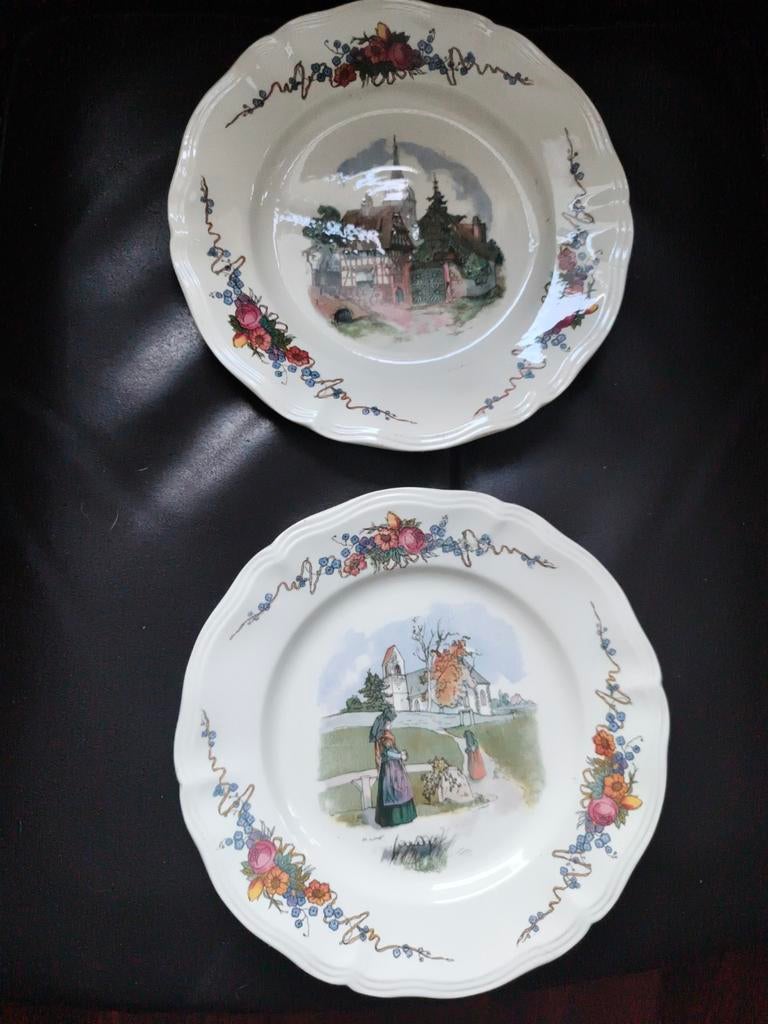 Obernai Faienceries, Sarroguemines borden., Ophalen of Verzenden