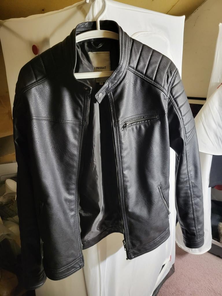 Zwart kunst lederen biker jasje, Ophalen of Verzenden, Zwart