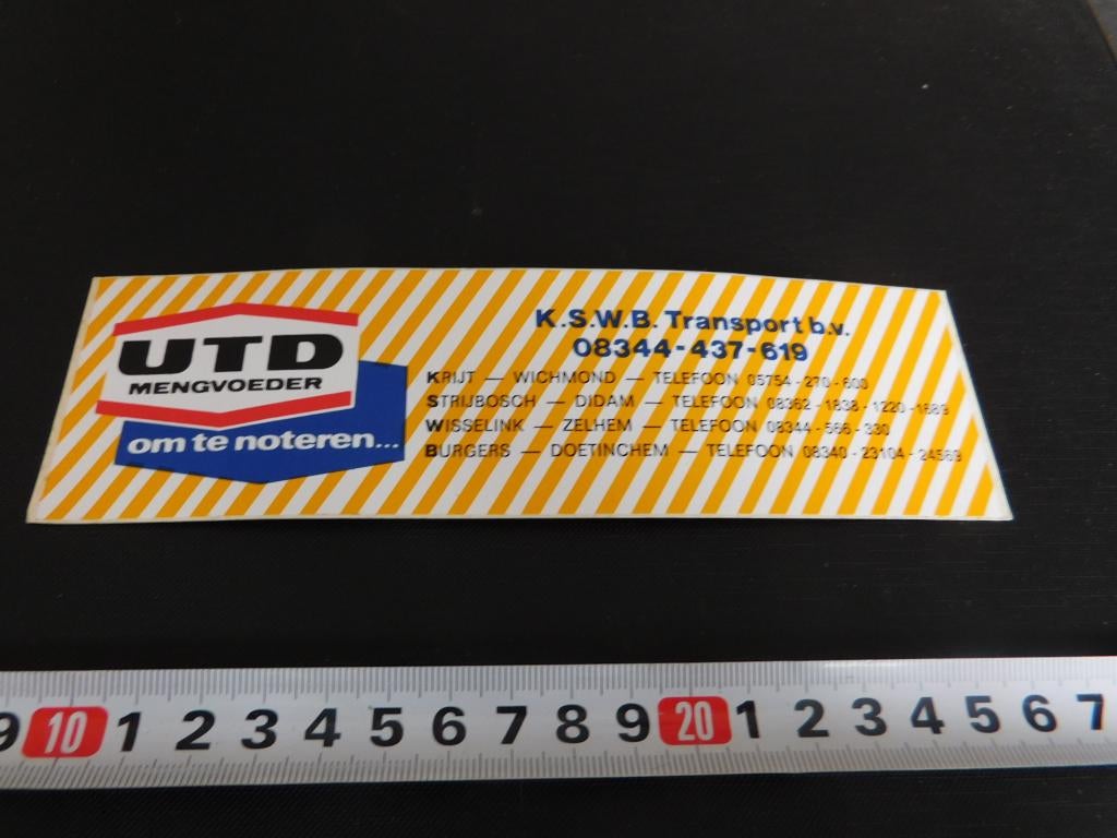 sticker UTD Mengvoeder K.S.W.B. Transport bv, Ophalen, Zo goed als nieuw