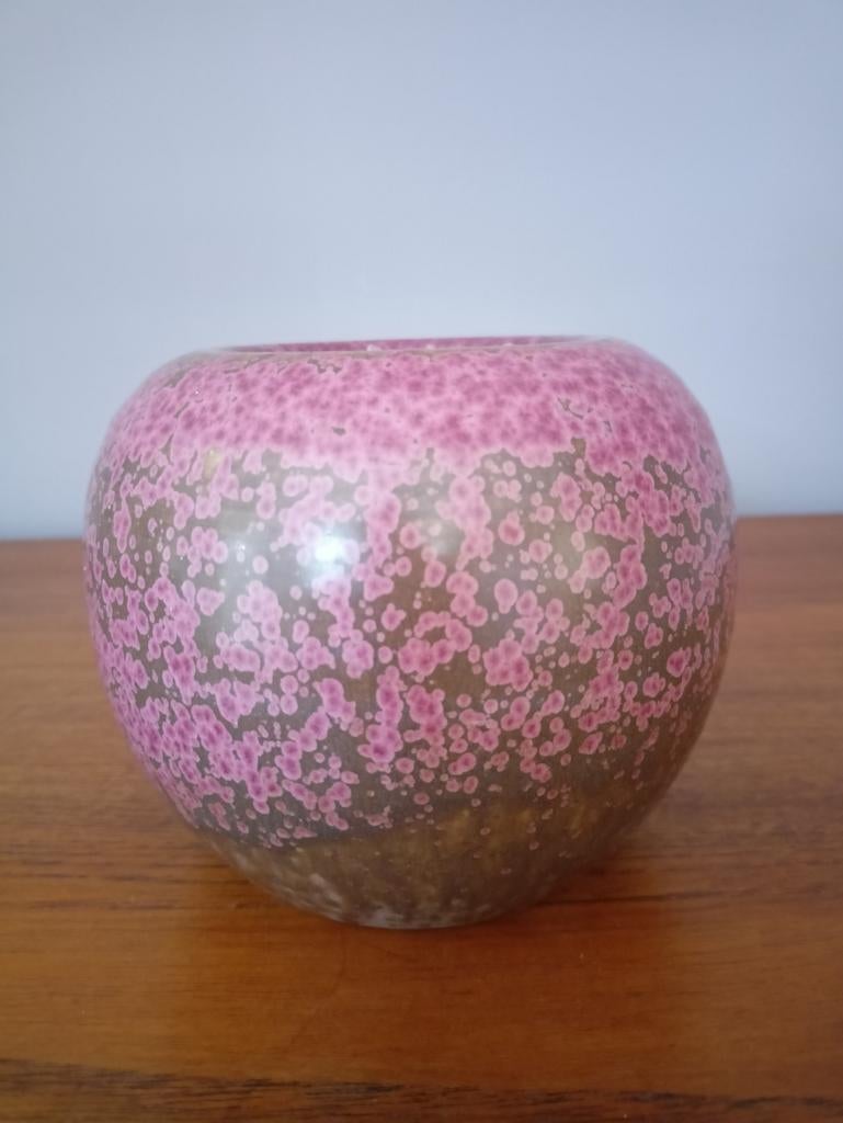 Gubbels Helden vaas Roze/Bruin Aardewerk, Gebruikt, Rond, Binnen, Ophalen of Verzenden