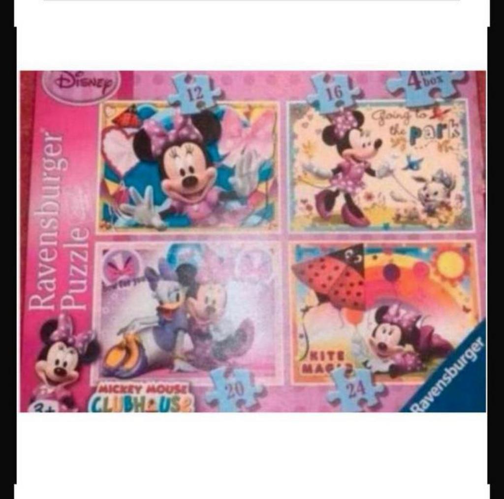 Puzzel 4 stuks Minnie mouse, Ophalen of Verzenden, 10 tot 50 stukjes, Zo goed als nieuw