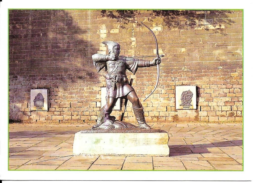 Ansichtkaart	Nottingham (Engeland) 	Robin Hood 	standbeeld, Verzenden, 1980 tot heden, Gelopen, Engeland
