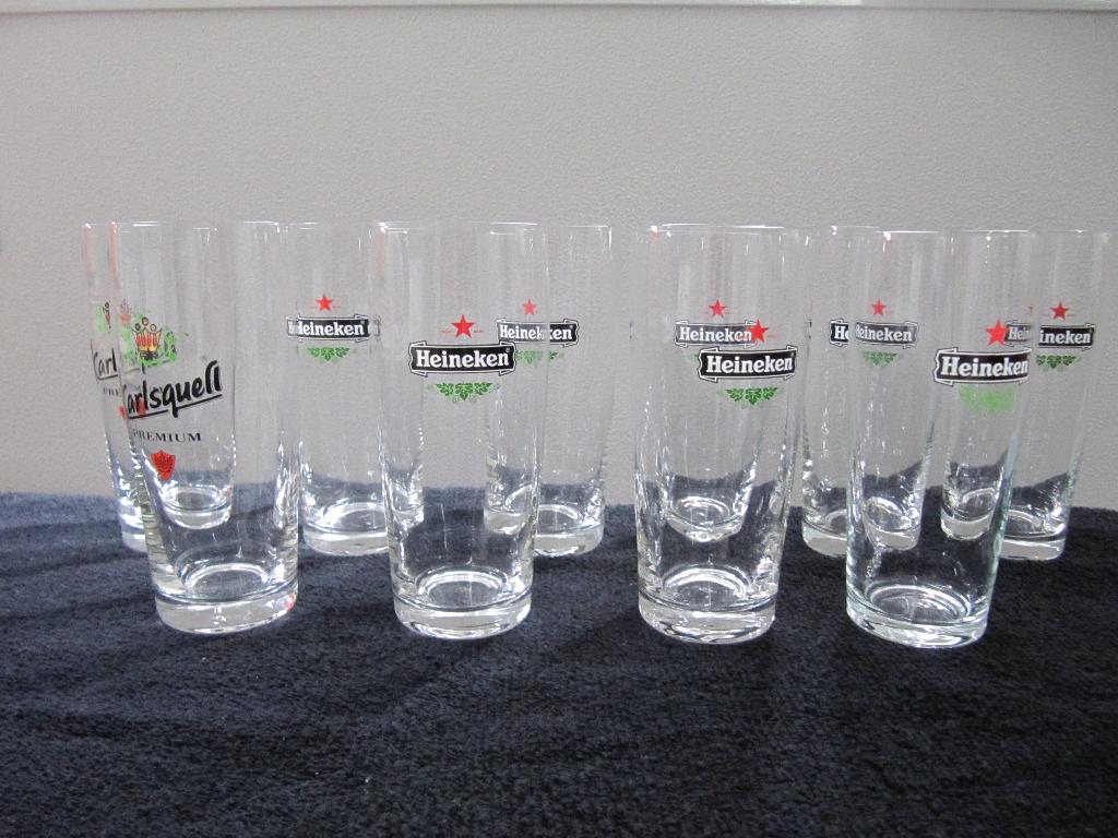 14 Bierglazen o.a.Heineken, Ophalen, Zo goed als nieuw, Glas of Glazen, Heineken