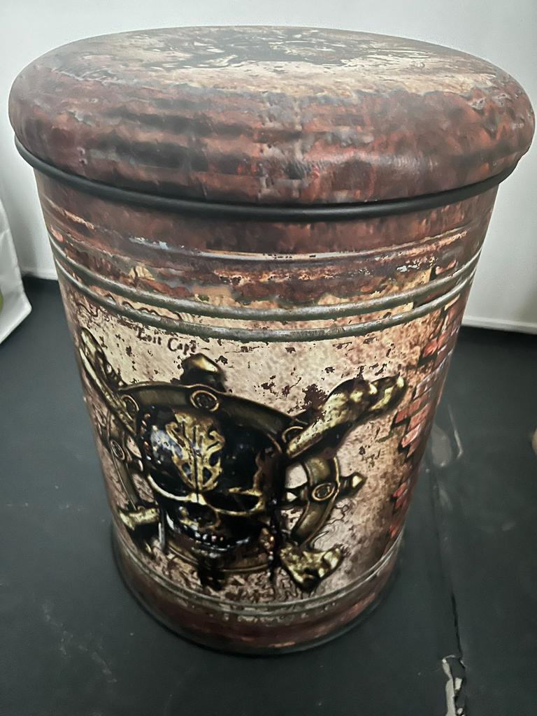 Vintage Metalen emmer met Deksel, Huis en Inrichting, Woonaccessoires | Prullenbakken, Gebruikt, Metaal, 50 tot 75 cm, 10 tot 20 liter