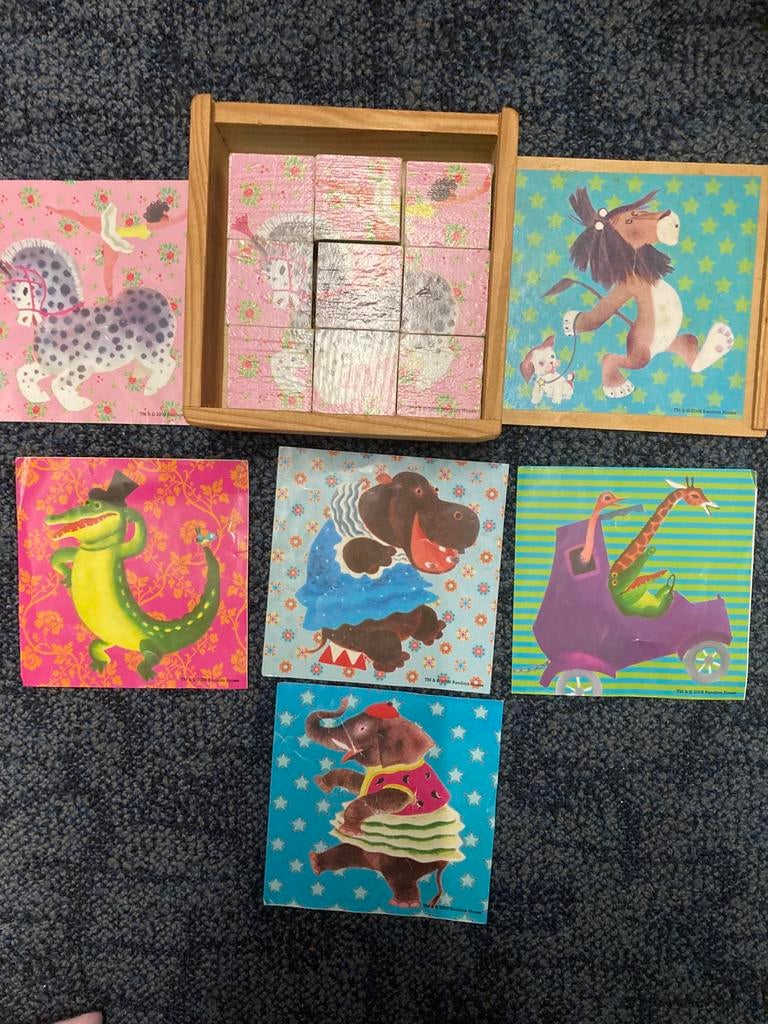 Oude blok puzzel, Gebruikt, Ophalen of Verzenden, Van hout, 4 tot 6 jaar