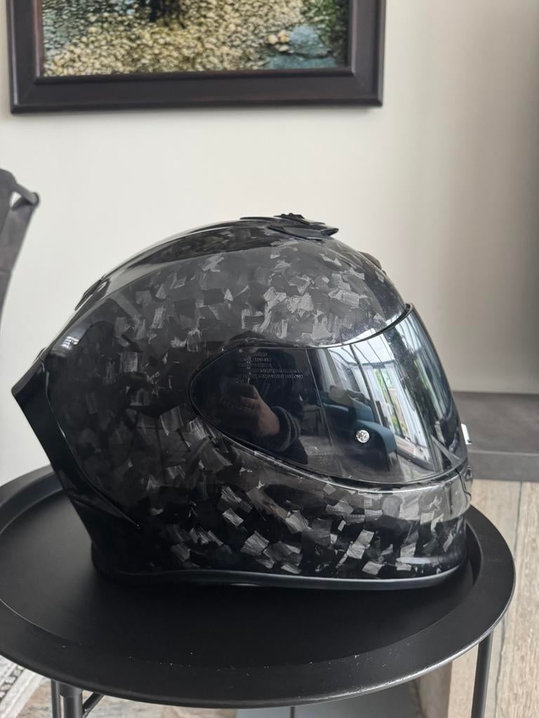 Scorpion EXO-R1 Evo Carbon Air Onyx XL/Cardo Freecom 4X, Motoren, Kleding | Motorhelmen, Overige merken, XL, Ophalen of Verzenden