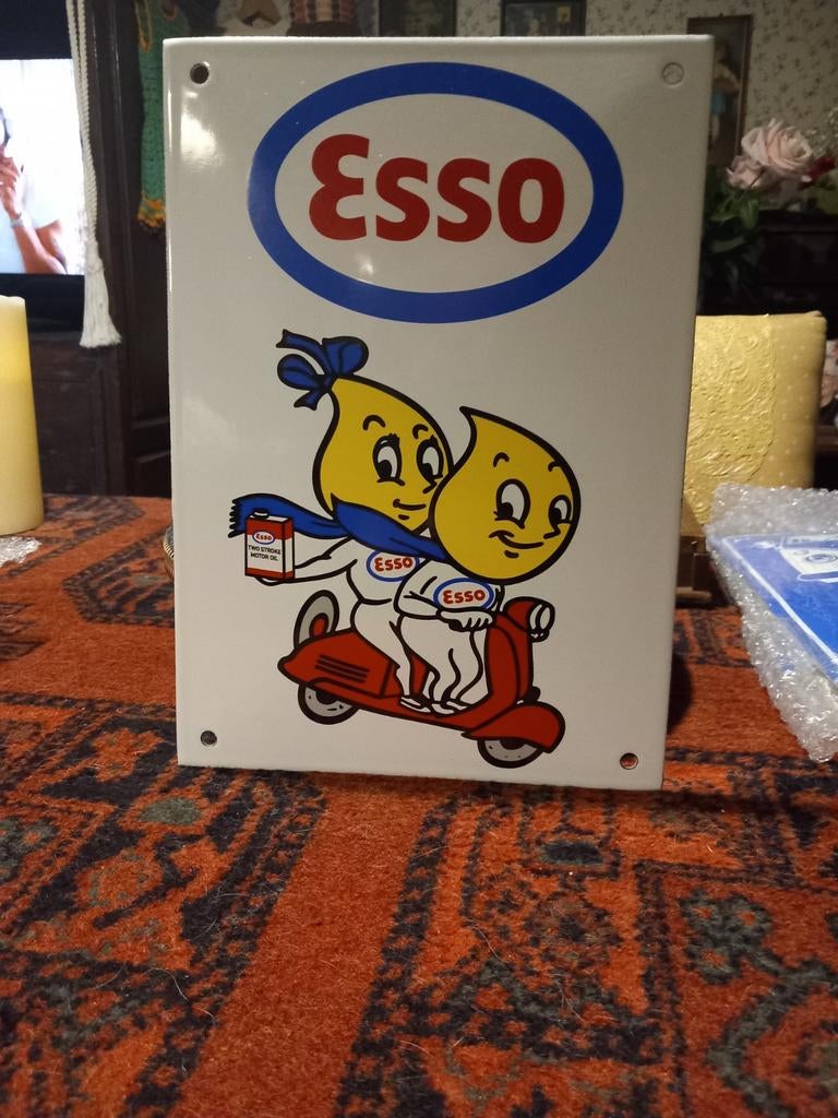 Super mooi emaile bordje  30x21cm  esso, Ophalen of Verzenden, Zo goed als nieuw, Reclamebord