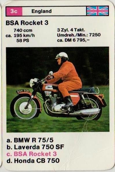 Kw1121 motorkaartje - 3C -- bsa rocket 3, Ophalen of Verzenden, Zo goed als nieuw, Motoren