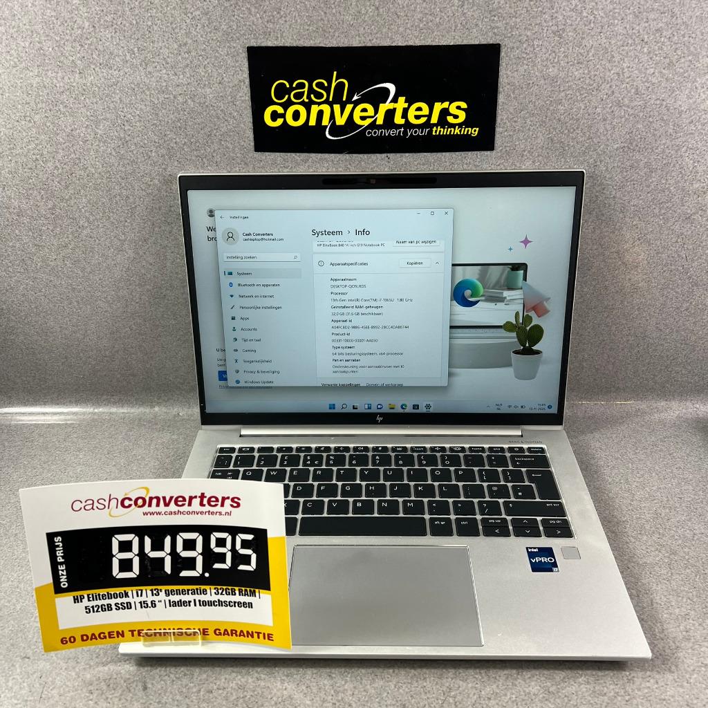 HP elitebook | i7 | 13e gen | 32GB RAM | 512GB SSD | 391703, Minder dan 2 Ghz, Zo goed als nieuw, SSD, 32 GB