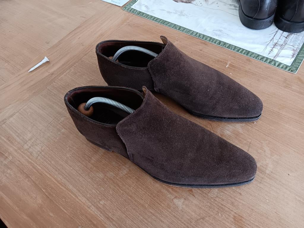 CROCKETT JONES SUEDE LOAFERS MT 44.5, Ophalen of Verzenden, Zo goed als nieuw, Bruin, Loafers