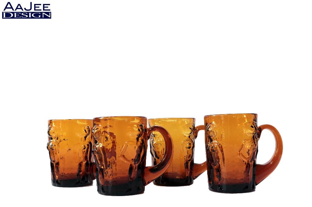 4 Kosta Boda – “Adam and Eve” – Erik Höglund – Bekers amber, Ophalen of Verzenden