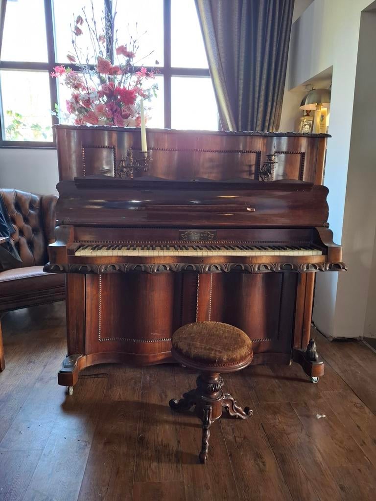 Antieke piano Bertens Antwerpen, Ophalen of Verzenden, Gebruikt, Bruin