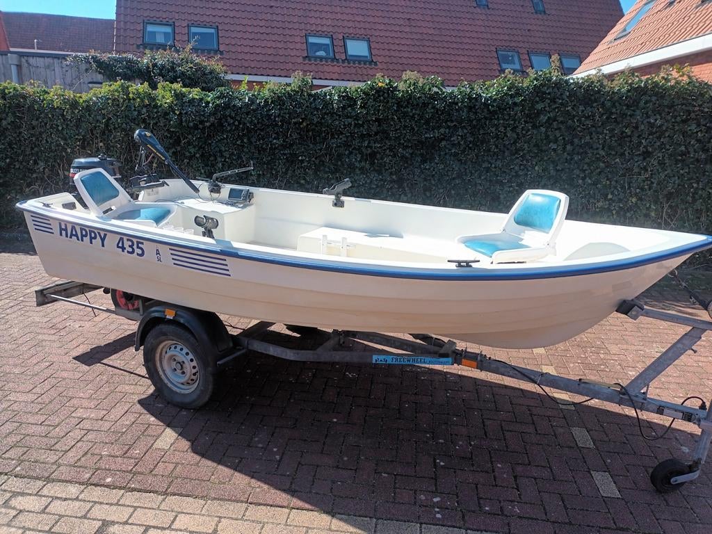 Complete visboot te koop, Watersport en Boten, Gebruikt, Tot 10 pk, Ophalen of Verzenden, 3 tot 6 meter