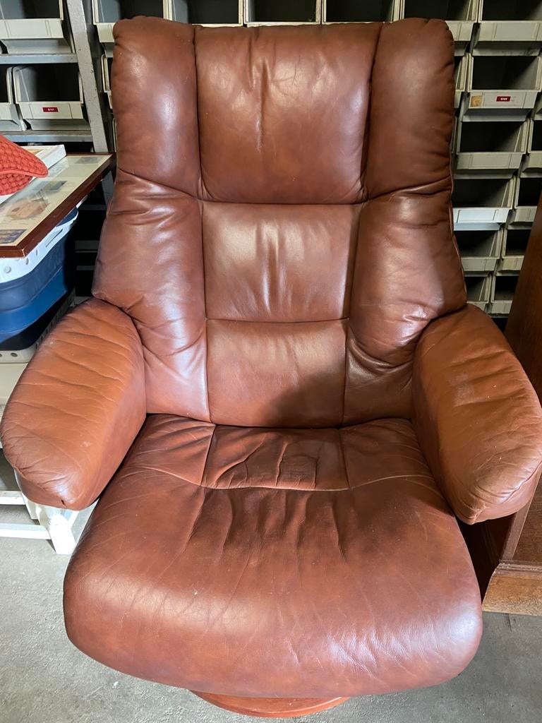** GRATIS ** LEREN FAUTEUIL **, Ophalen, Zo goed als nieuw, 75 tot 100 cm, 50 tot 75 cm