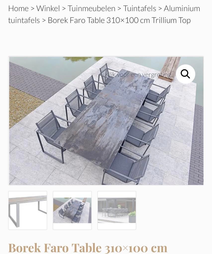 Borek Tuintafel Faro 3.10x1.00 met Trillium Top - Z.G.A.N., Ophalen of Verzenden, Zo goed als nieuw, Rechthoekig, Overige materialen