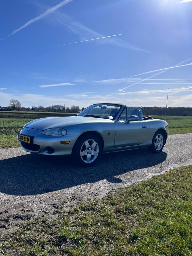 Mazda MX-5 Silver Blues 2003 STOELVERW/LEER/GRONDERHOUD, Achterwielaandrijving, 4 cilinders, Handgeschakeld, Blauw