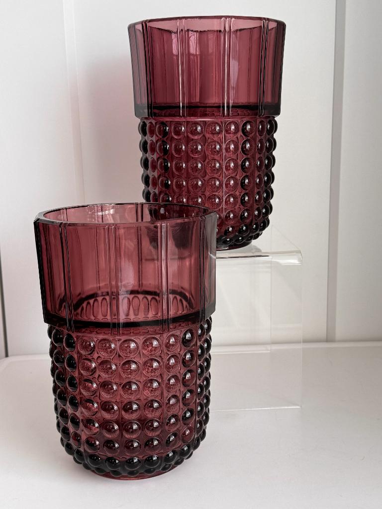 set van 2 - Val saint Lambert - Luxval - Puntgaaf, Antiek en Kunst, Antiek | Glas en Kristal, Verzenden