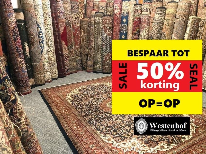 Perzisch tapijt handgeknoopt vloerkleed Zeer Betaalbaar!, Crème, 200 cm of meer, Ophalen of Verzenden, Zo goed als nieuw