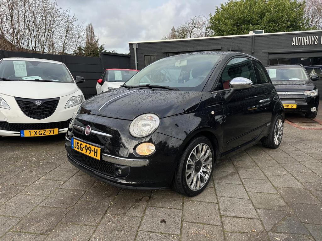 Fiat 500 0.9 TwinAir|86pk|Lounge|Aut|Leder|CLIMA|Panoramadak, 86 pk, Gebruikt, Start-stop-systeem, Zwart