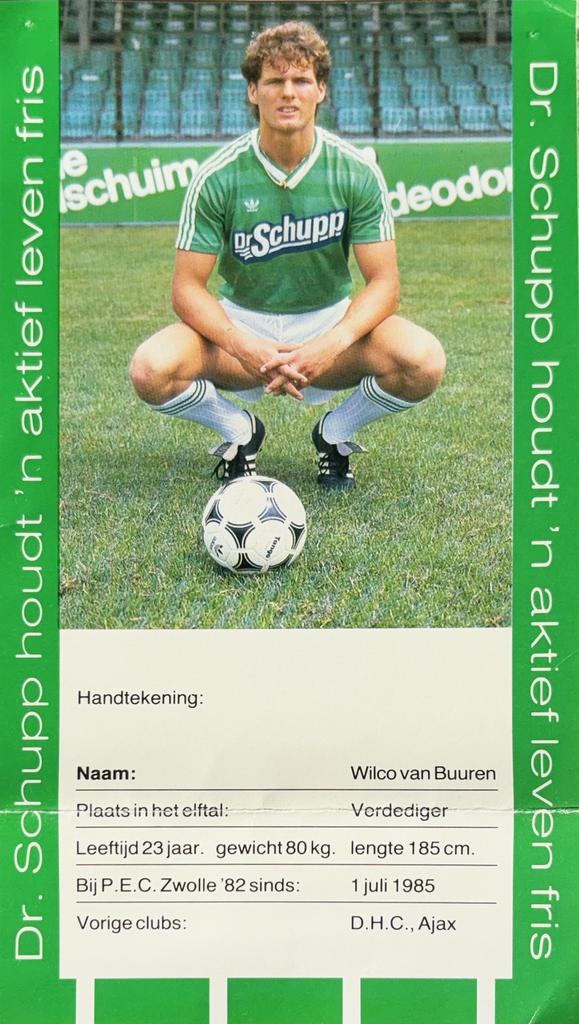 Spelerskaart Wilco van Buuren - PEC Zwolle - seizoen 1984/85, Ophalen of Verzenden, Gebruikt, Spelerskaart