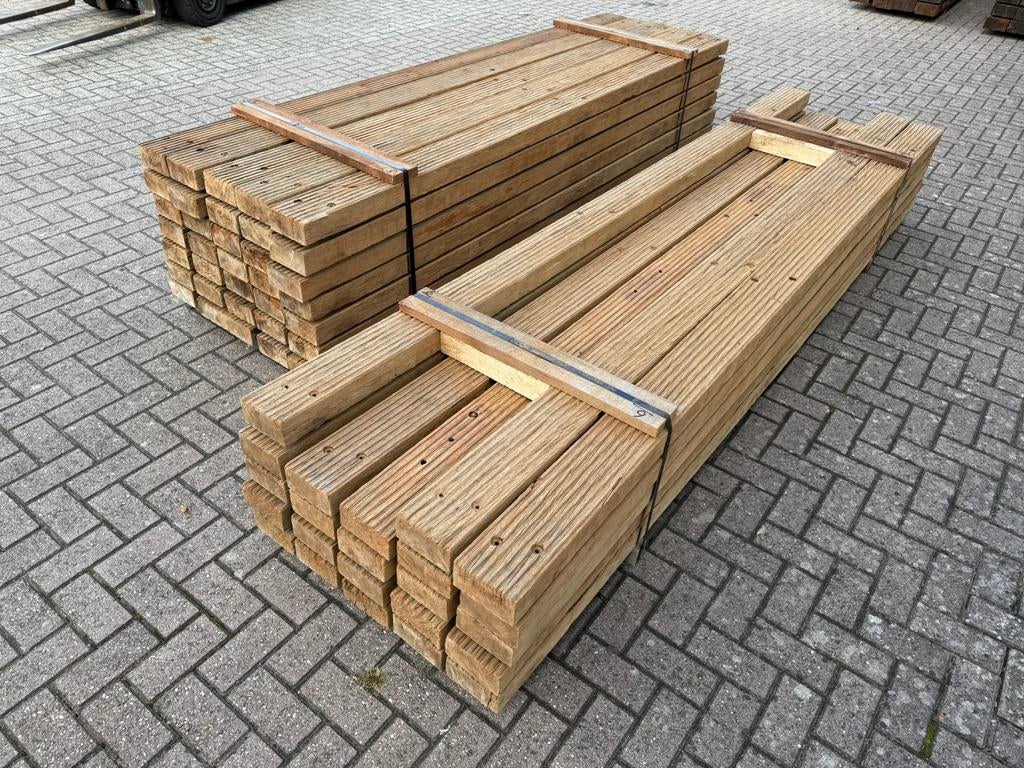 5-6 Azobe VlonderBalken * Hardhouten Balken * Brugdekdelen, Ophalen, Gebruikt, Hardhout, 250 cm of meer