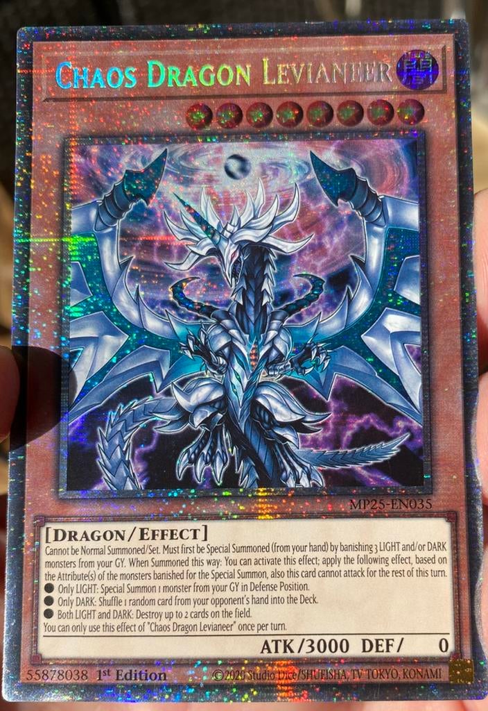 Yu-Gi-Oh! Chaos Dragon Levianeer MP25 1st Starlight Rare !, Ophalen of Verzenden, Zo goed als nieuw, Losse kaart, Foil