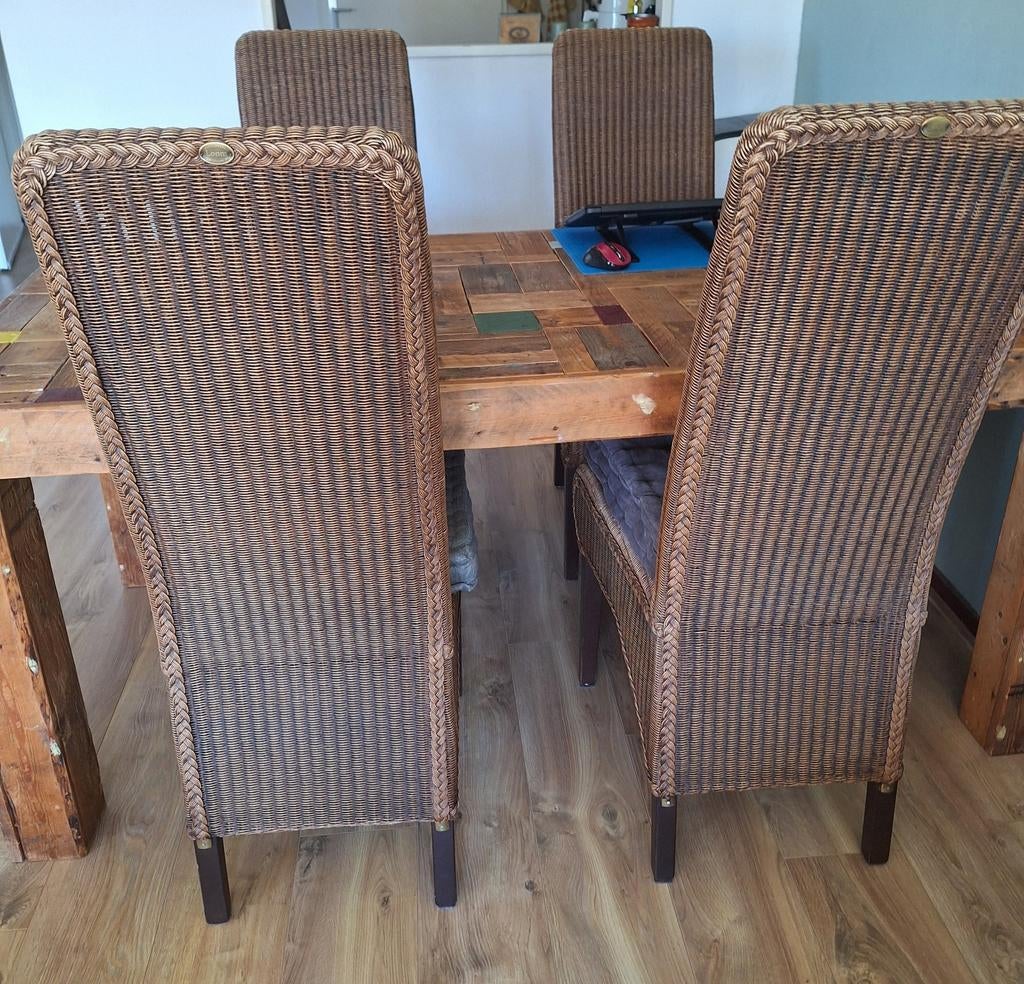 6 x Lloyd Loom stoelen, Ophalen, Gebruikt, Bruin